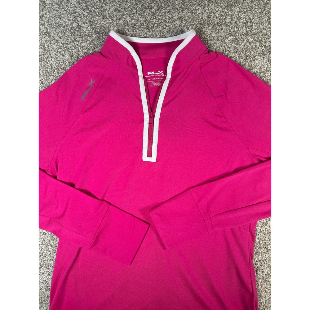 RLX Ralph Lauren Women Pink Quarter Zip Golf Pullover Thumbhole NWT Small